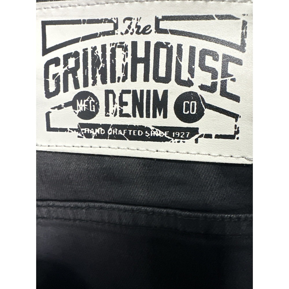 Grindhouse Denim Mens Straight Fit Jeans Size 40 Black With Covered Rips - Picture 10 of 10